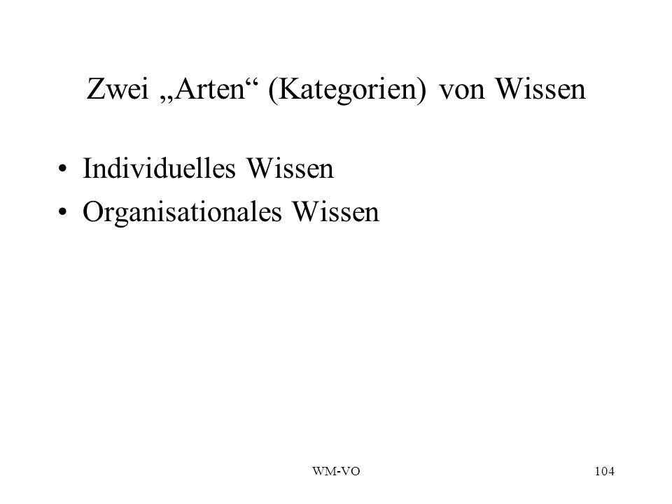 Zwei „Arten (Kategorien) von Wissen