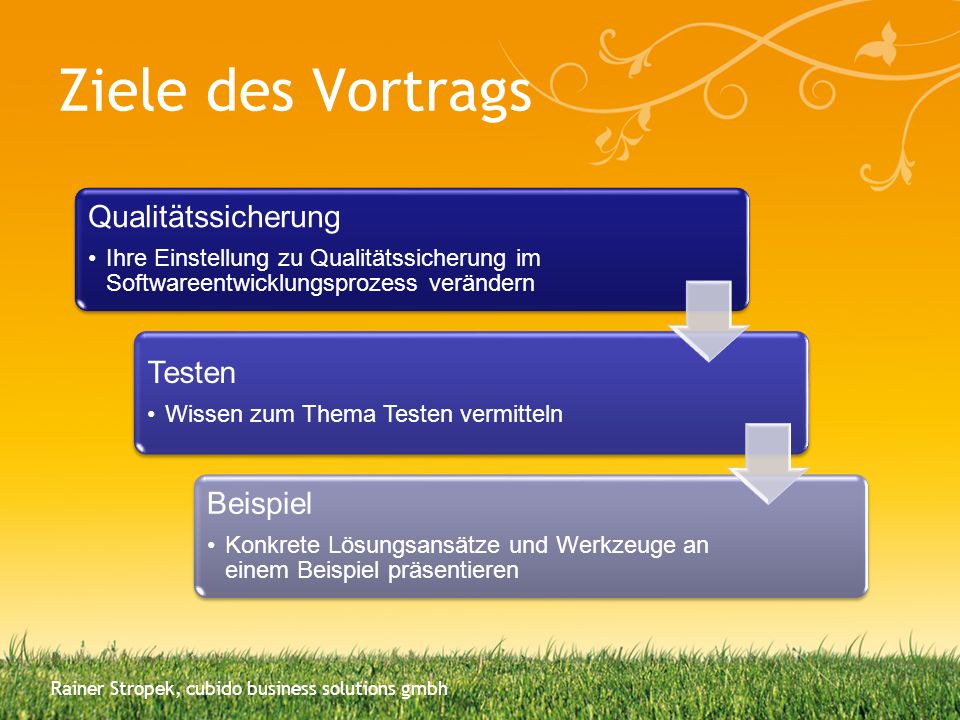 Ziele des Vortrags Rainer Stropek, cubido business solutions gmbh