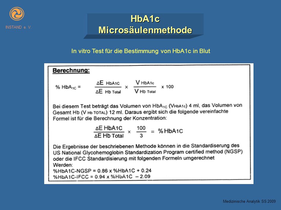 In vitro Test für die Bestimmung von HbA1c in Blut