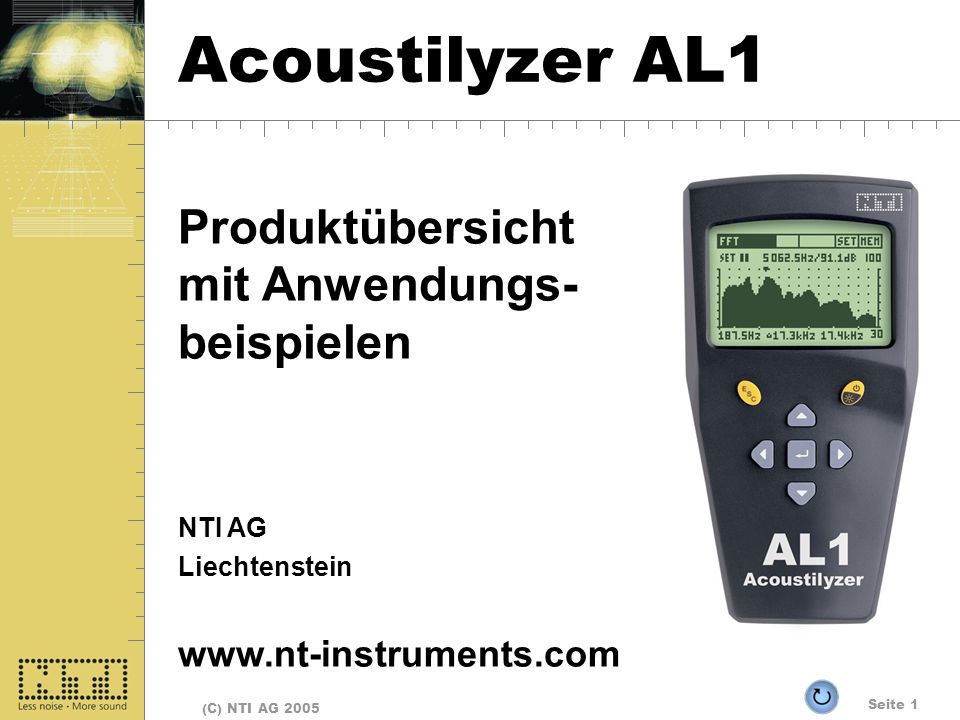 Acoustilyzer AL1 Produktübersicht mit Anwendungs- beispielen