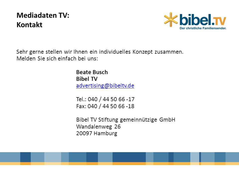 Mediadaten TV: Kontakt
