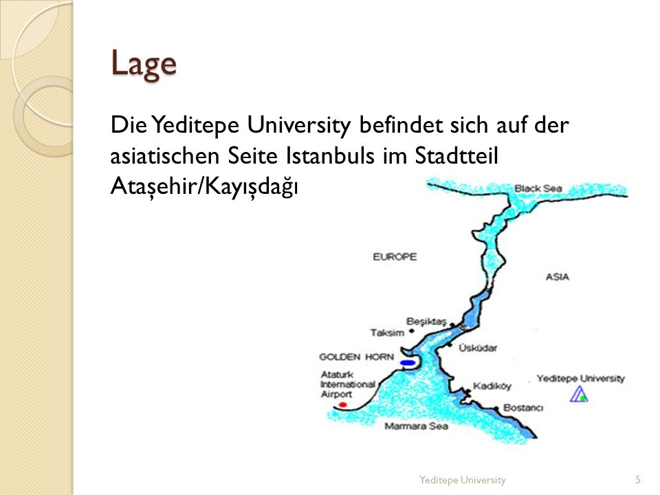 Lage Die Yeditepe University befindet sich auf der asiatischen Seite Istanbuls im Stadtteil Ataşehir/Kayışdağı.