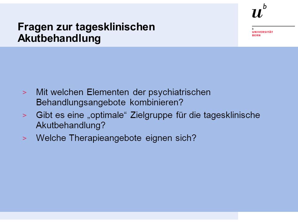 Fragen zur tagesklinischen Akutbehandlung