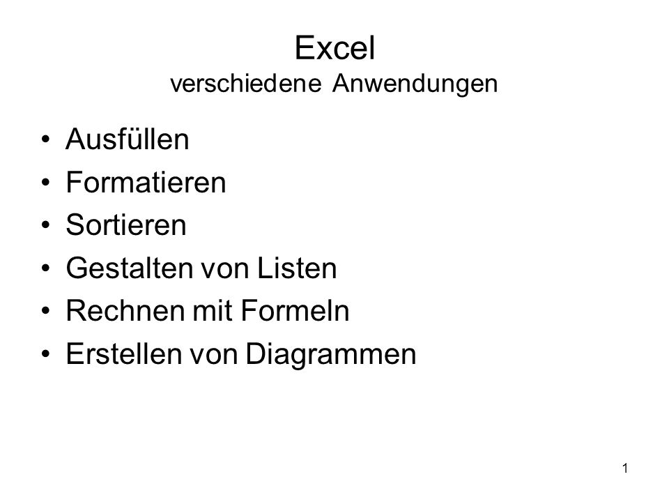 Excel verschiedene Anwendungen
