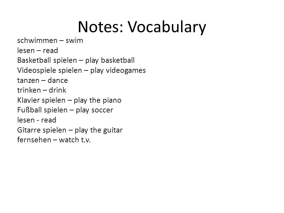 Notes: Vocabulary