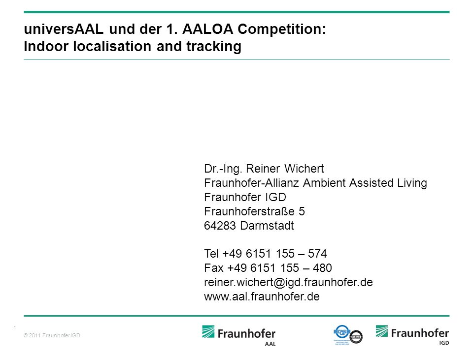 universAAL und der 1. AALOA Competition: Indoor localisation and tracking