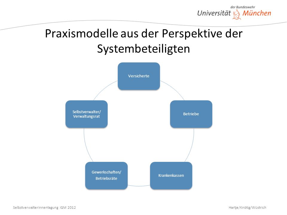 Praxismodelle aus der Perspektive der Systembeteiligten