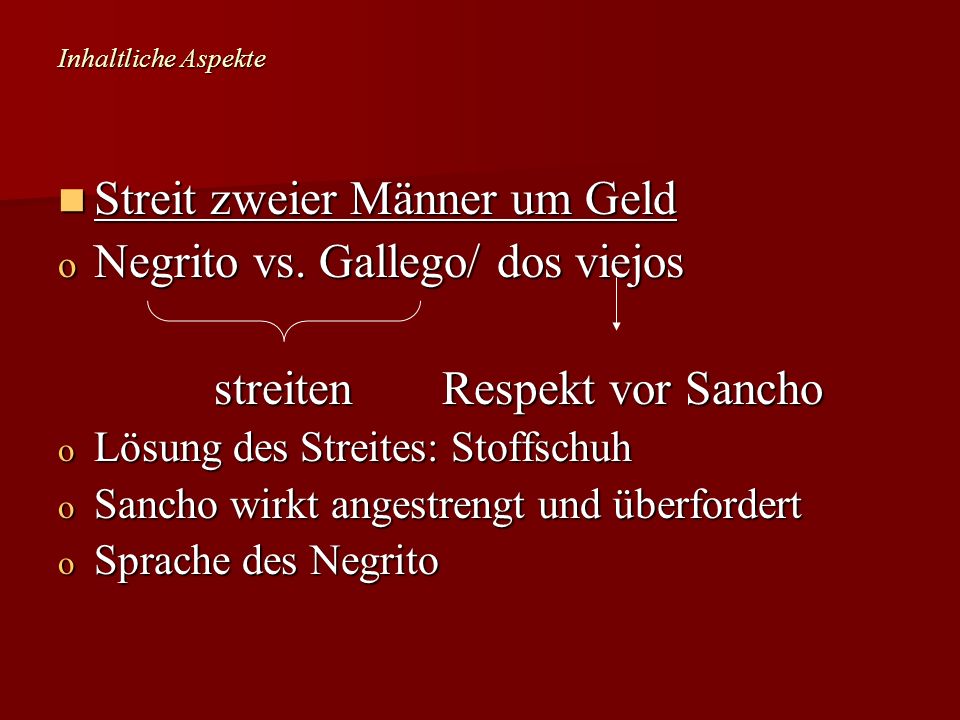 Streit zweier Männer um Geld Negrito vs. Gallego/ dos viejos