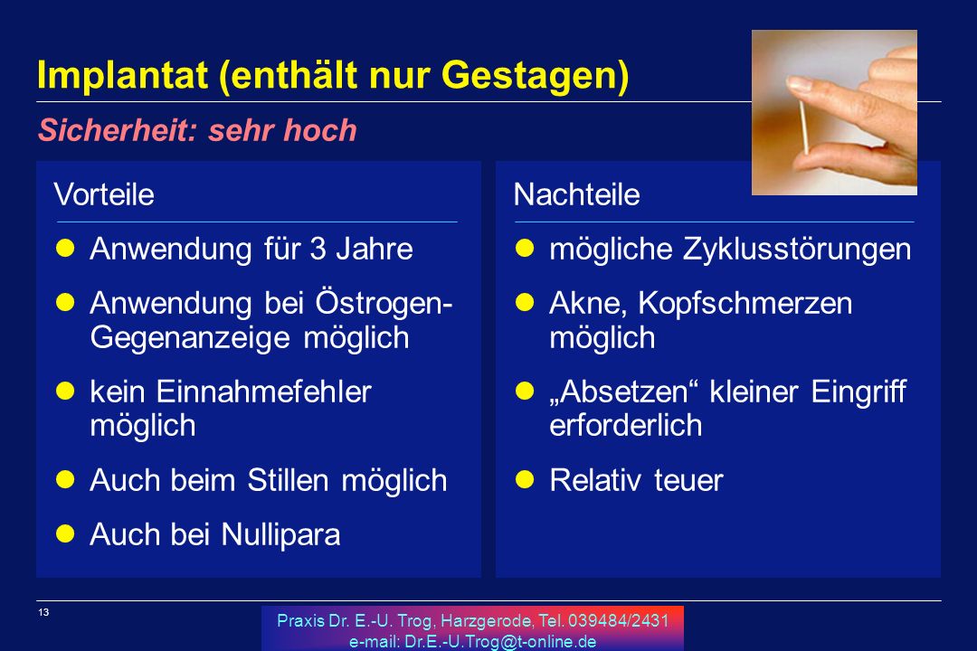 Implantat (enthält nur Gestagen)