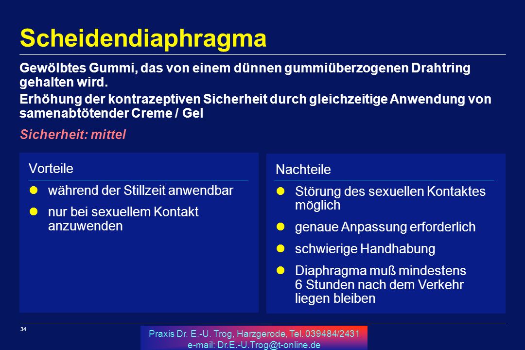 Scheidendiaphragma Gewölbtes Gummi, das von einem dünnen gummiüberzogenen Drahtring gehalten wird.