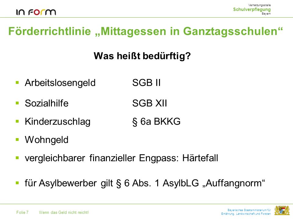 Förderrichtlinie „Mittagessen in Ganztagsschulen