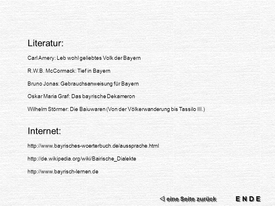 Literatur: Internet: E N D E  eine Seite zurück