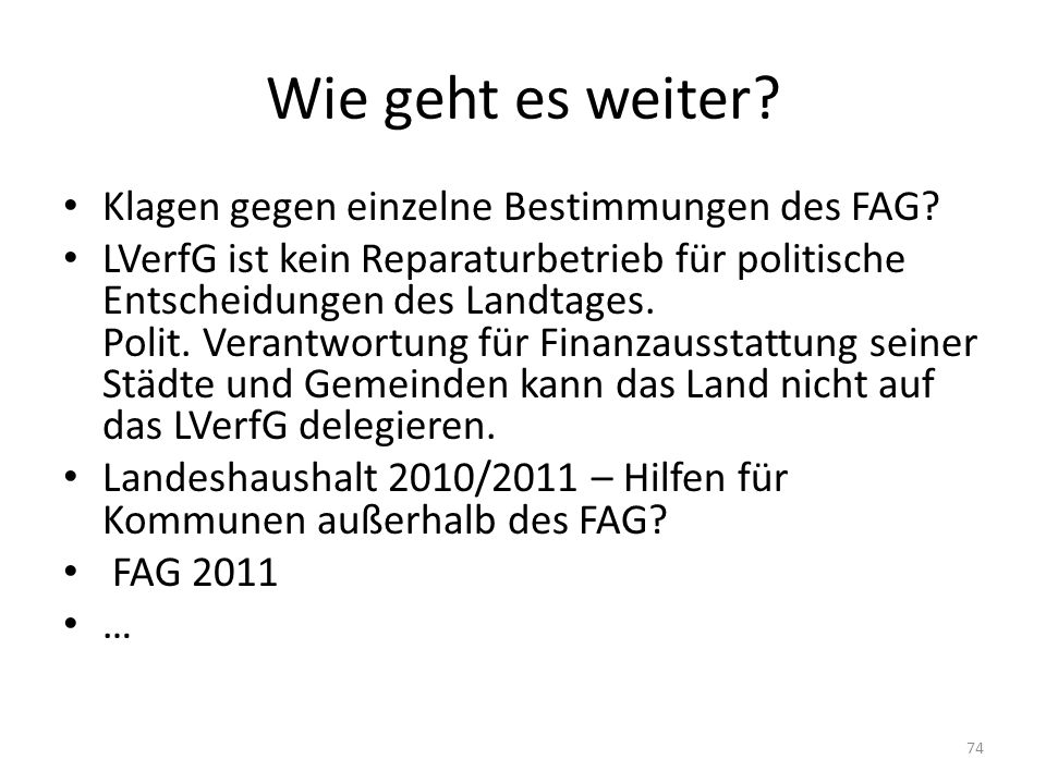 Wie geht es weiter Klagen gegen einzelne Bestimmungen des FAG
