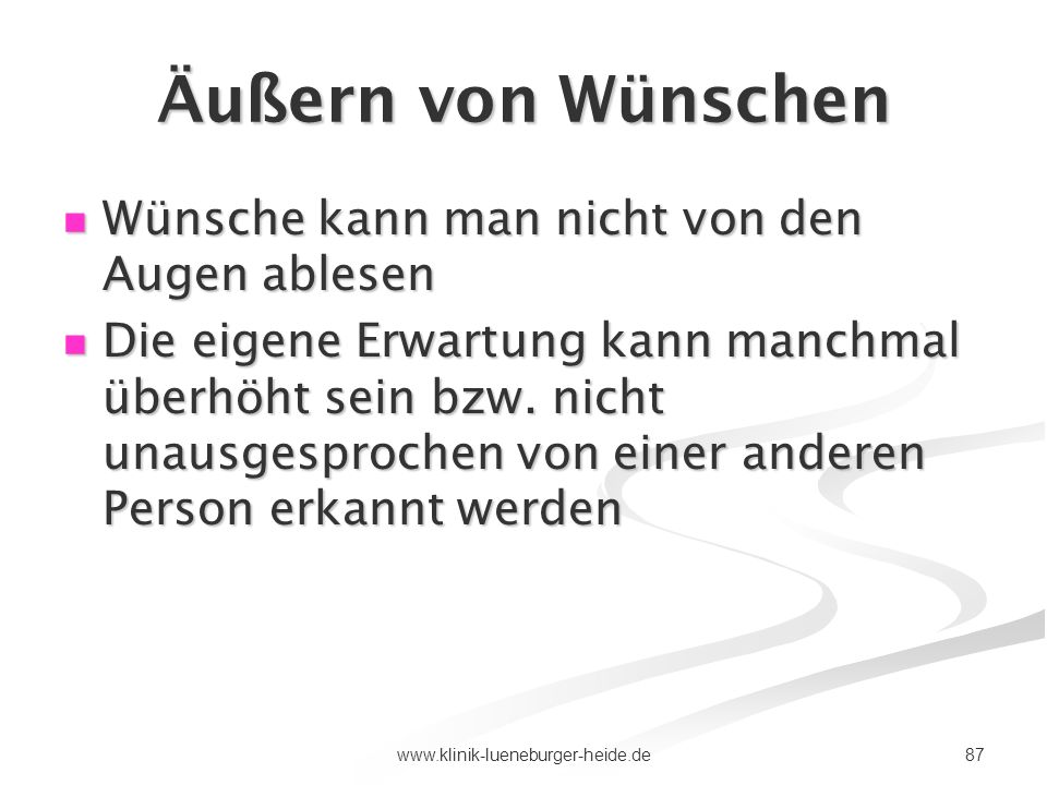 Äußern von Wünschen Wünsche kann man nicht von den Augen ablesen
