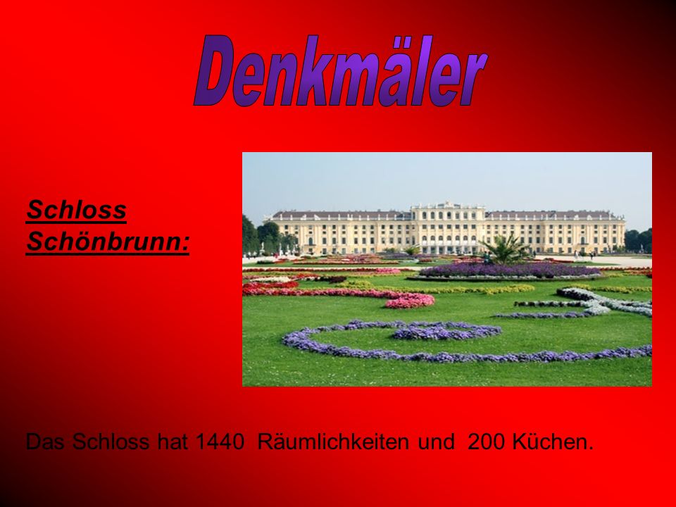 Denkmäler Schloss Schönbrunn: