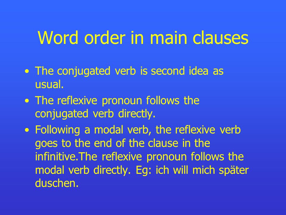 Word order in main clauses