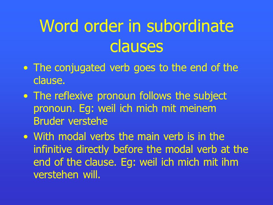 Word order in subordinate clauses