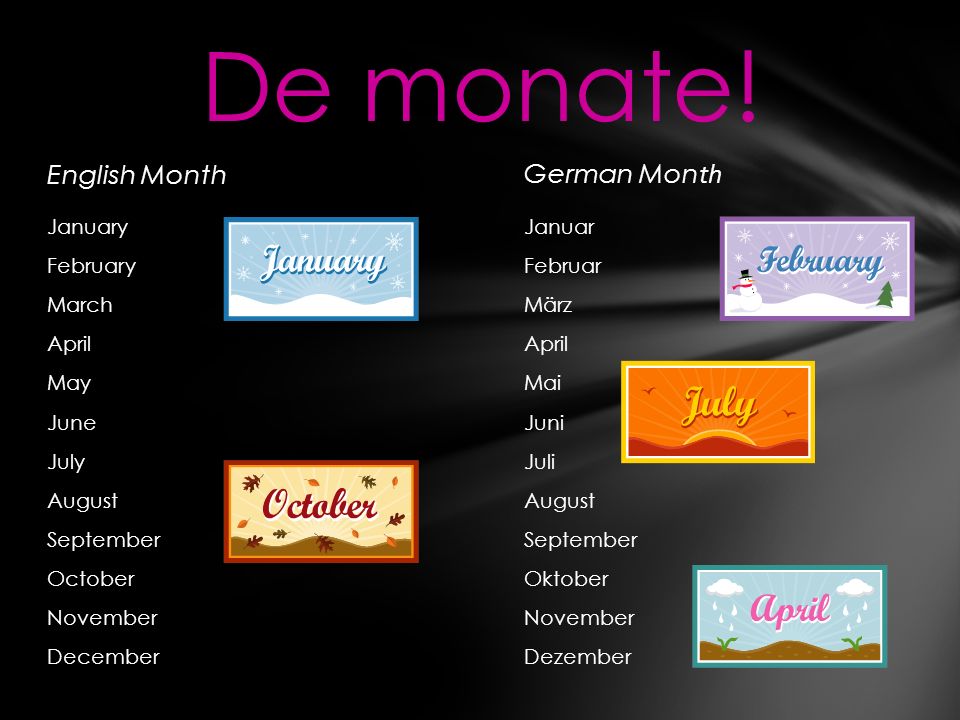 De monate! English Month German Month