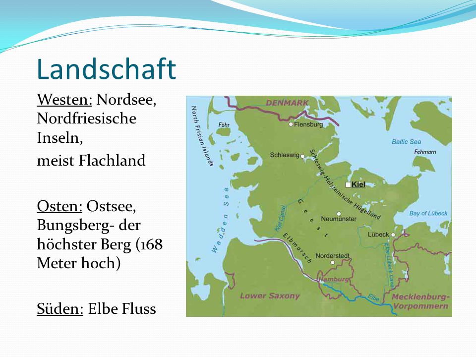 Landschaft Westen: Nordsee, Nordfriesische Inseln, meist Flachland