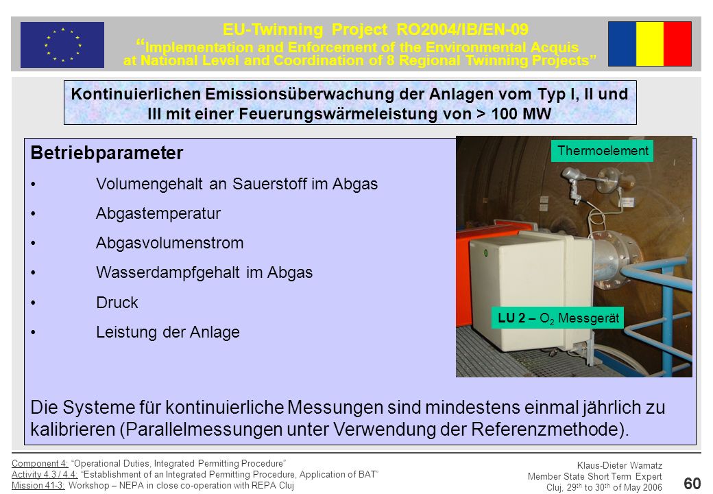 Kontinuierlichen Emissionsüberwachung der Anlagen vom Typ I, II und III mit einer Feuerungswärmeleistung von > 100 MW