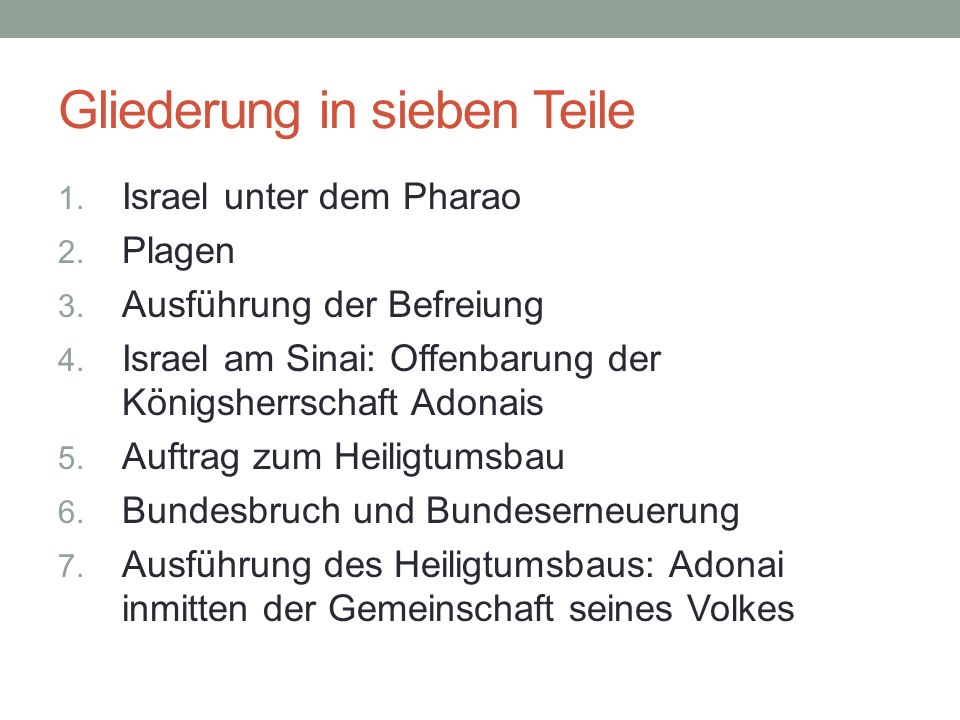 Gliederung in sieben Teile