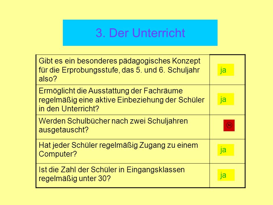 3. Der Unterricht Gibt es ein besonderes pädagogisches Konzept für die Erprobungsstufe, das 5. und 6. Schuljahr also
