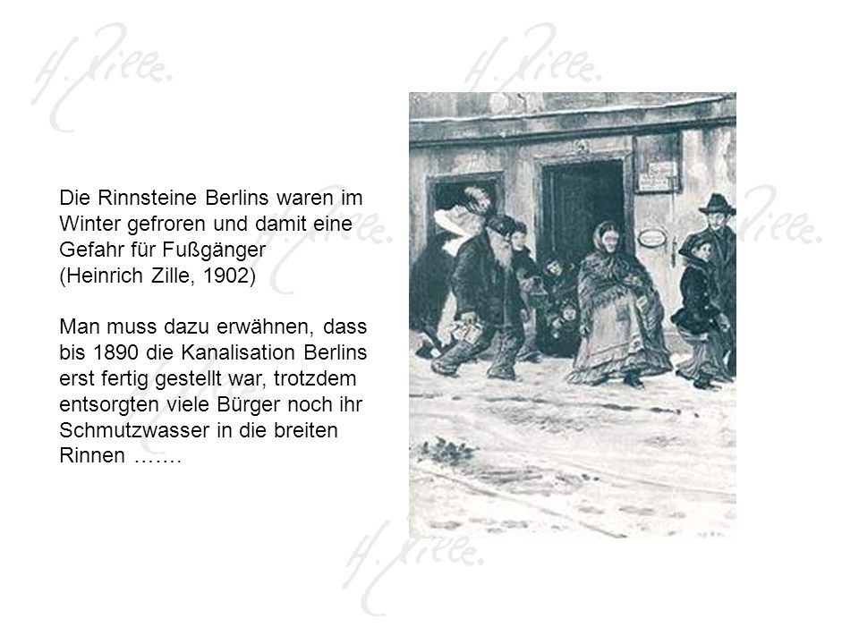 Die Rinnsteine Berlins waren im Winter gefroren und damit eine Gefahr für Fußgänger
