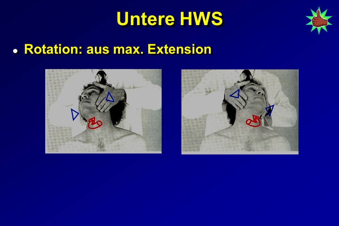 Untere HWS Rotation: aus max. Extension