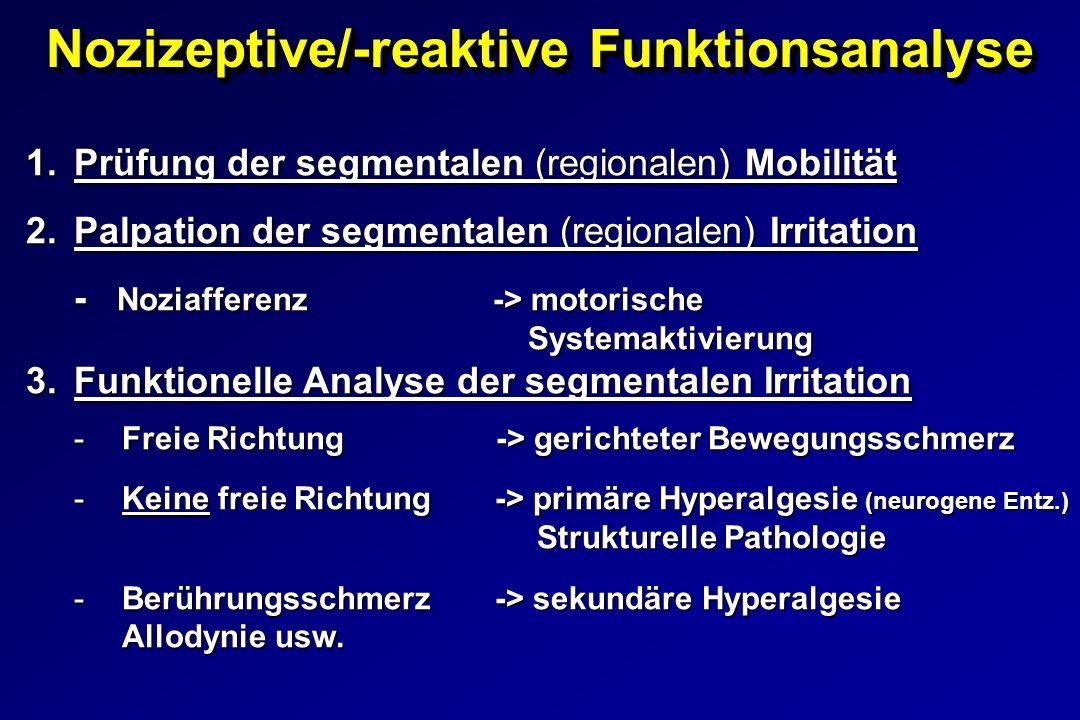 Nozizeptive/-reaktive Funktionsanalyse