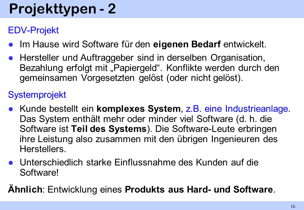Projekttypen - 2 EDV-Projekt