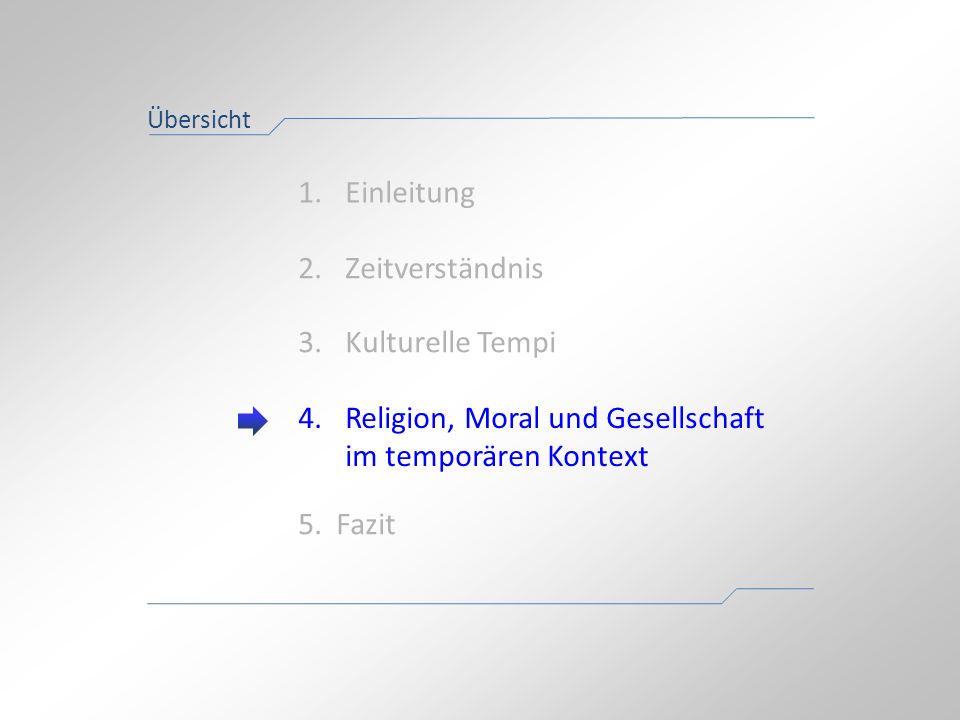 4. Religion, Moral und Gesellschaft im temporären Kontext