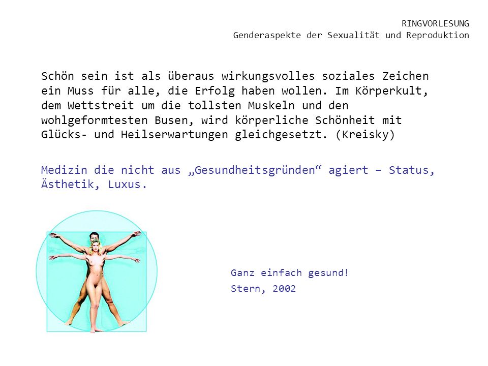 RINGVORLESUNG Genderaspekte der Sexualität und Reproduktion