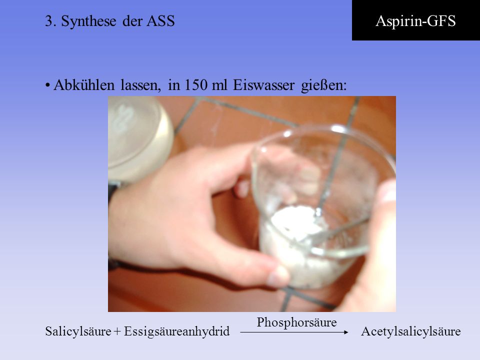 Abkühlen lassen, in 150 ml Eiswasser gießen: