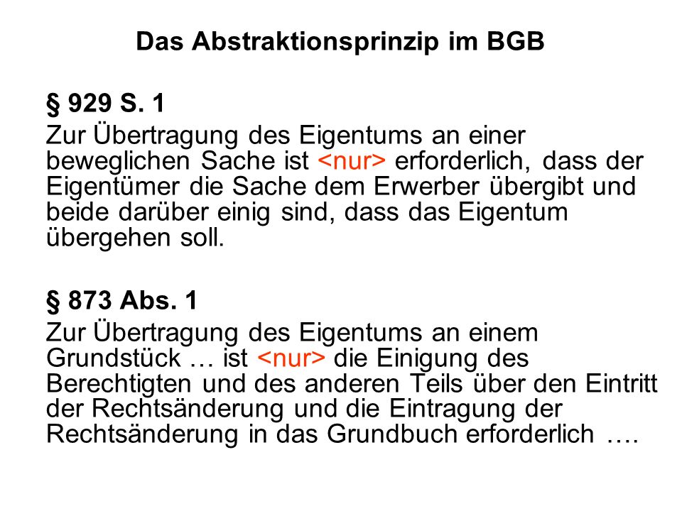 Das Abstraktionsprinzip im BGB