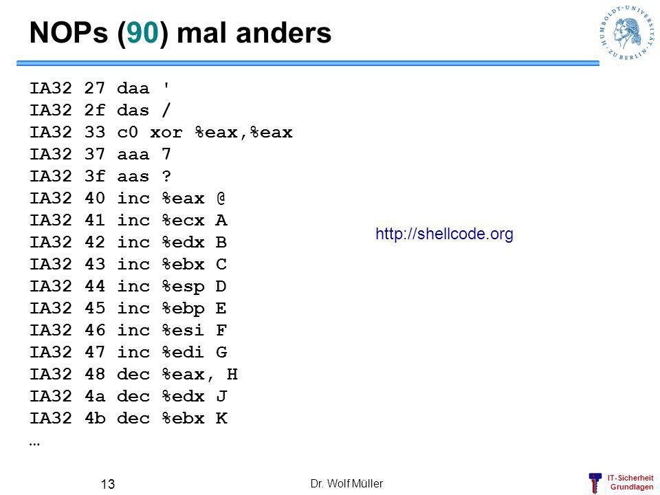 NOPs (90) mal anders IA32 27 daa IA32 2f das /