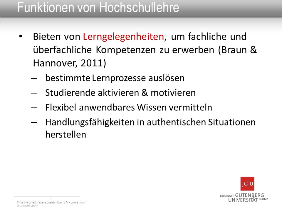 Funktionen von Hochschullehre