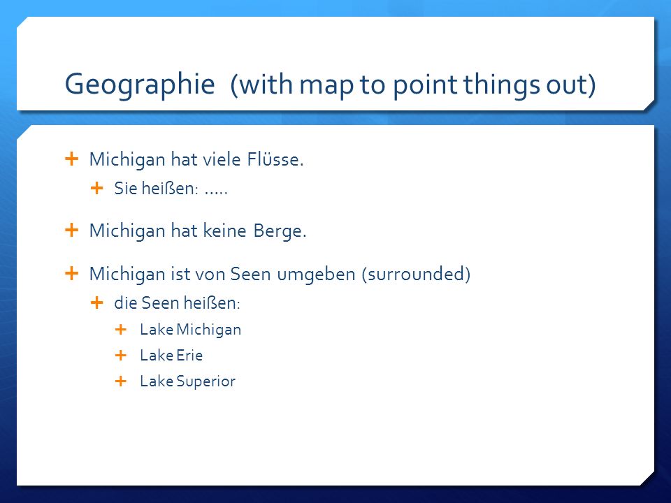 Geographie (with map to point things out)