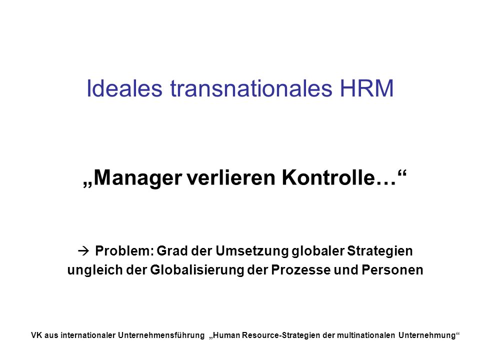Ideales transnationales HRM