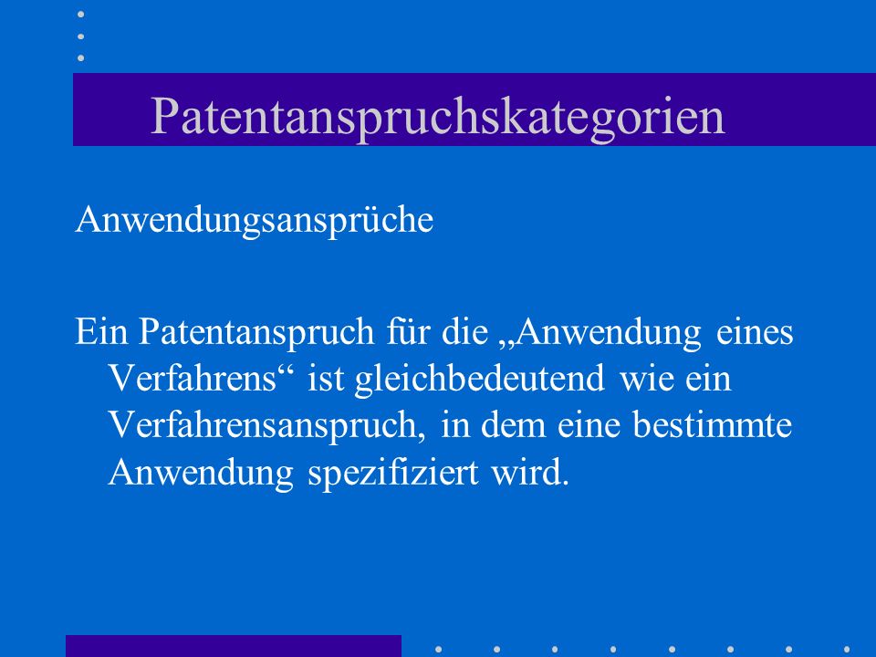 Patentanspruchskategorien