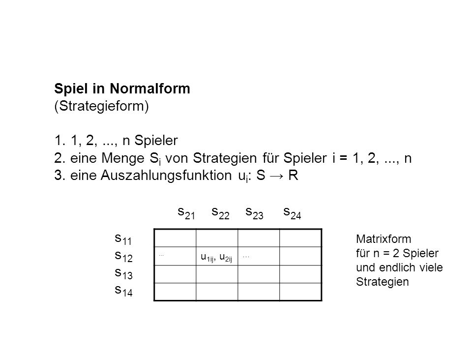 2. eine Menge Si von Strategien für Spieler i = 1, 2, ..., n