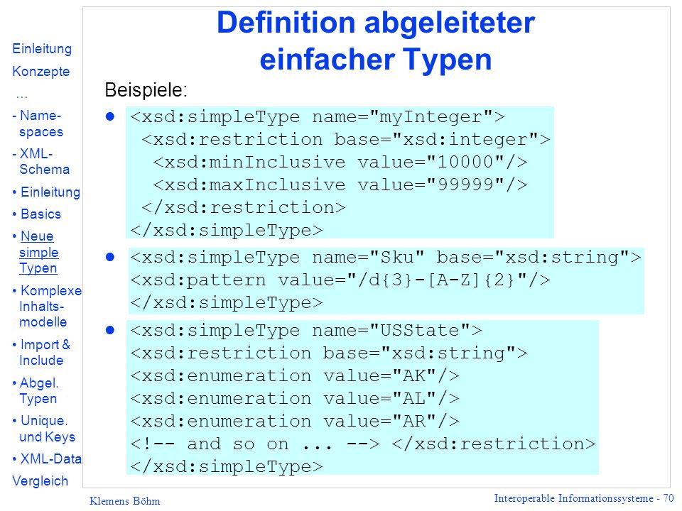 Definition abgeleiteter einfacher Typen