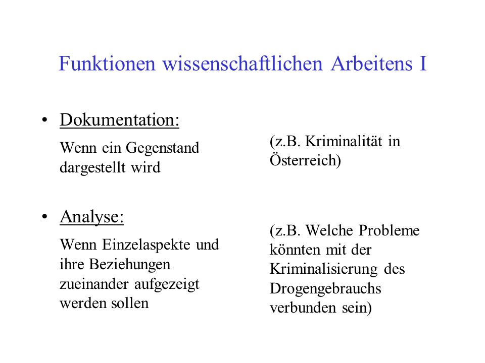 Funktionen wissenschaftlichen Arbeitens I