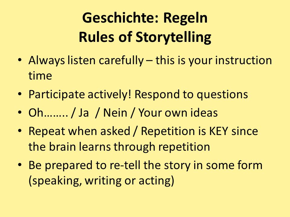 Geschichte: Regeln Rules of Storytelling