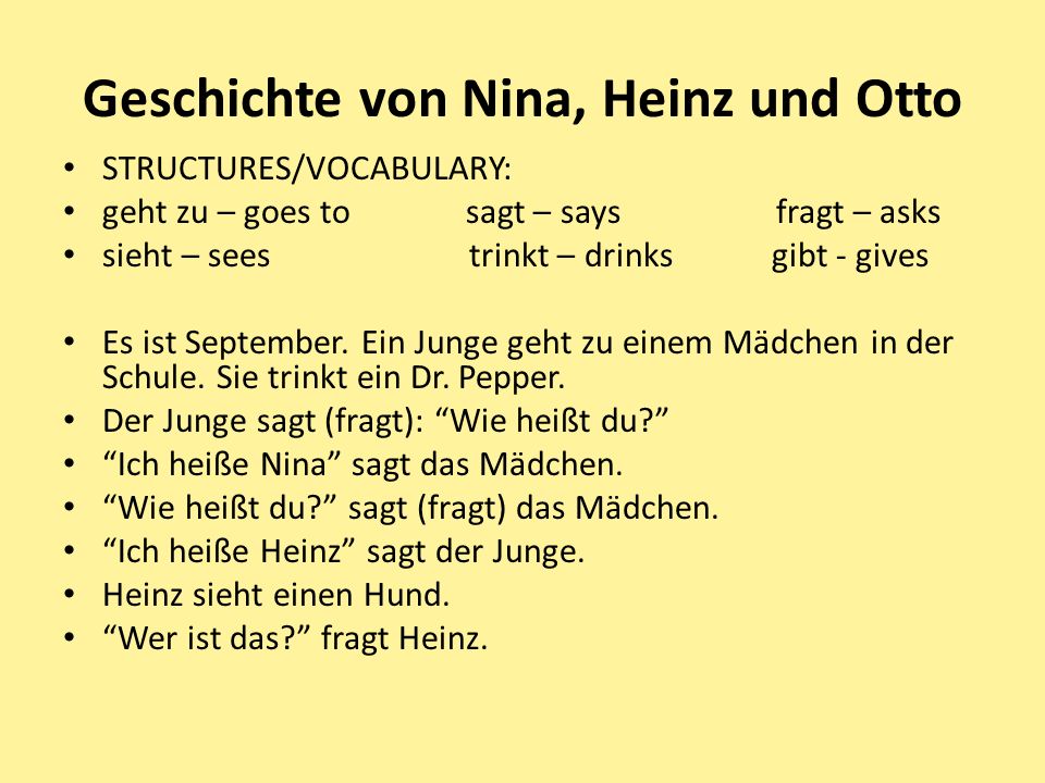 Geschichte von Nina, Heinz und Otto