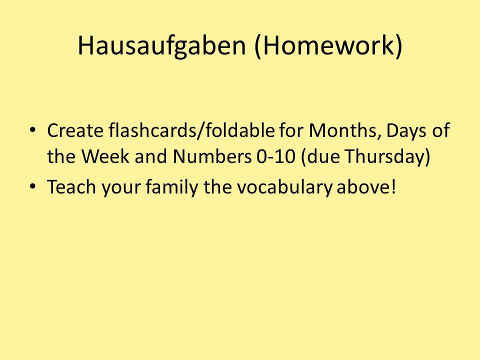 Hausaufgaben (Homework)