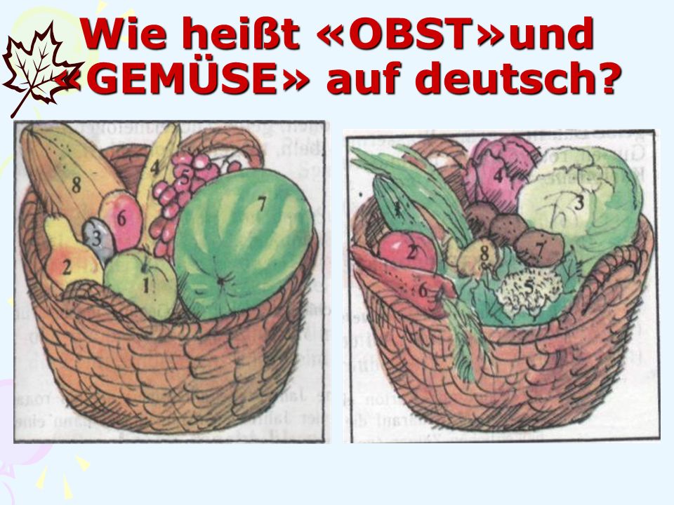 Wie heißt «OBST»und «GEMÜSE» auf deutsch