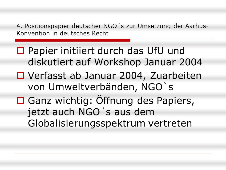 Papier initiiert durch das UfU und diskutiert auf Workshop Januar 2004