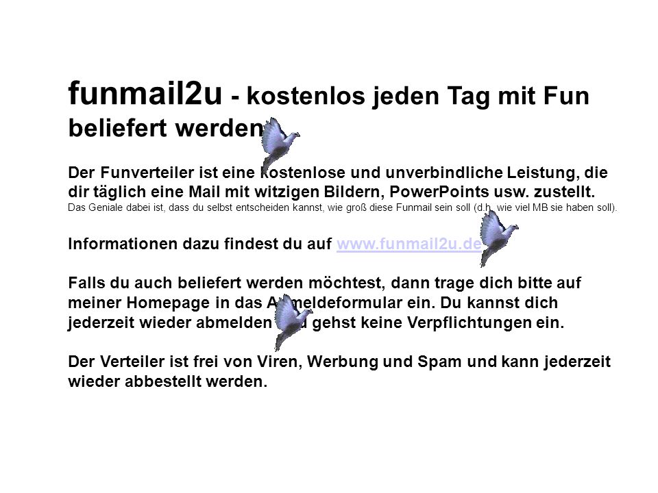 funmail2u - kostenlos jeden Tag mit Fun beliefert werden
