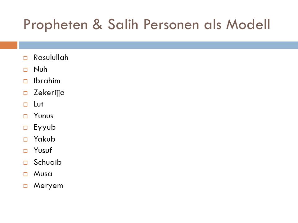 Propheten & Salih Personen als Modell
