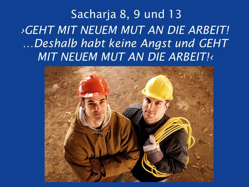 Sacharja 8, 9 und 13 ›GEHT MIT NEUEM MUT AN DIE ARBEIT.